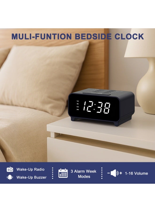 آي توما راديو الساعة مع راديو AM / FM ، إنذارات مزدوجة ، Snooze ، إعدادات ذاكرة مسبقة ، Dimmer ، موقت النوم ، 12 / 24 ساعة ، ساعة رقمية مع التحكم في الصوت ، ضوء الليل وشاشة LED بيضاء ساعة المنبه لغرفة النوم - Image 3